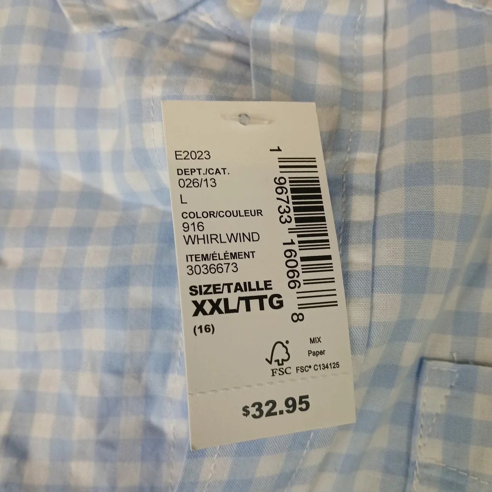 The Children's Place Button Down Boys XXL 16 Blue Gingham Dad & Me Shirt 3036673